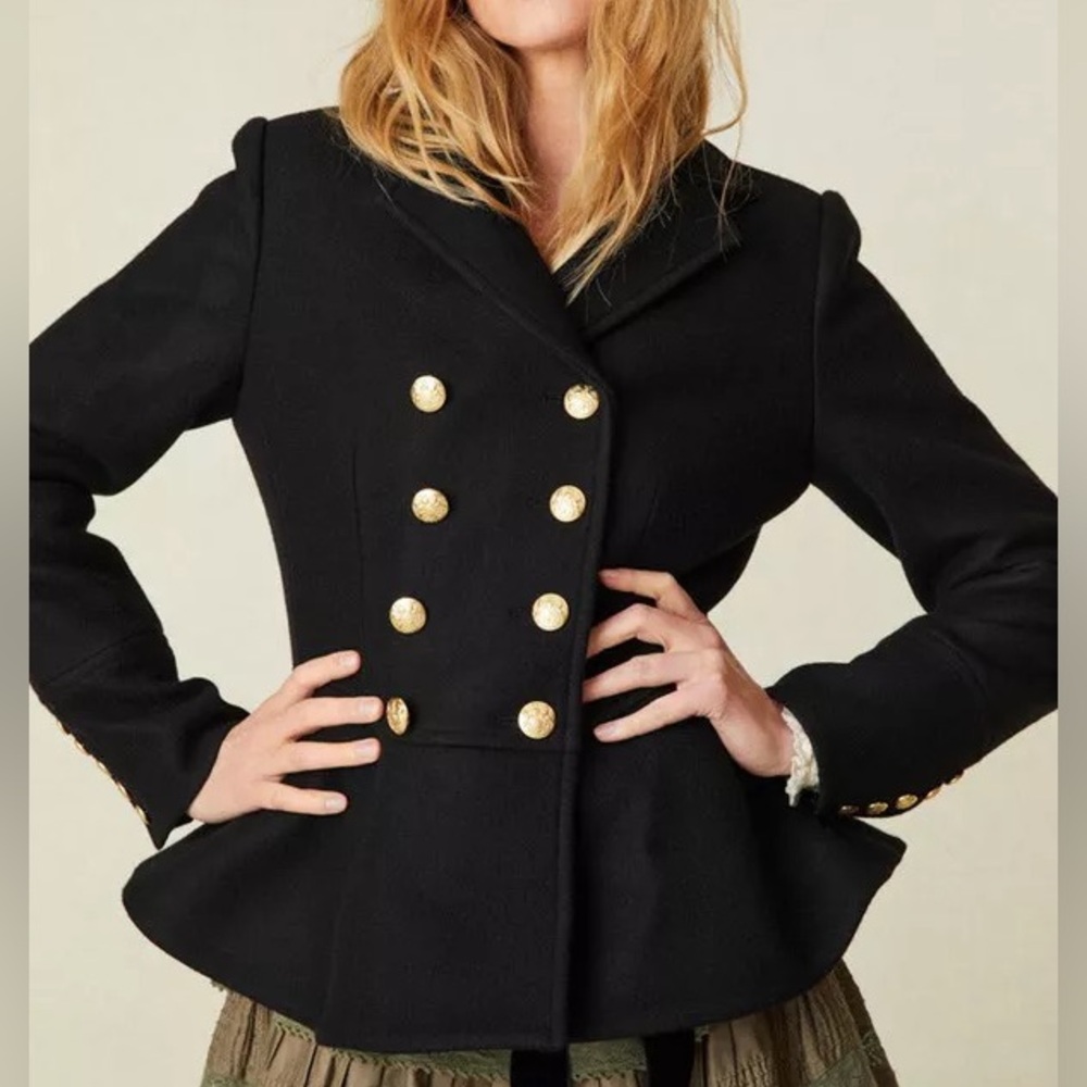 LoveShackFancy Morrow Black Wool Jacket Size 0 NWT